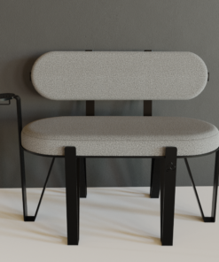 Fauteuil double ou deux places de la collection "hommage à Georges". Assise en laine tissé en Occitanie Structure en acier thermolaqué Mobilier design dessiné par Benoît Maltier