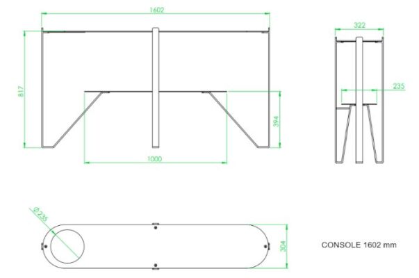 Caractéristiques techniques console 1600 mm