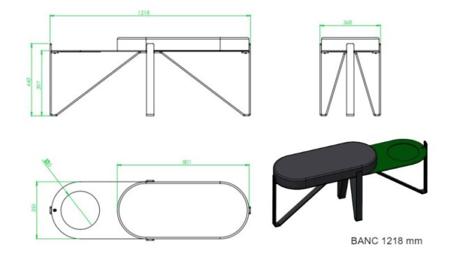 Caractéristiques techniques banc 1200 mm