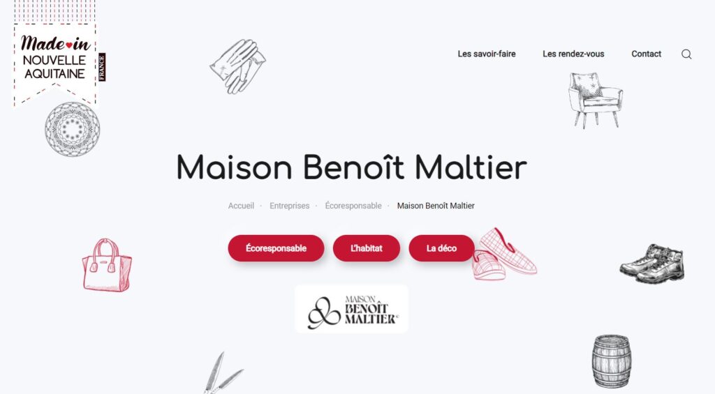 Présence de la MAISON BENOÎT MALTIER sur le site https://www.made-in-nouvelle-aquitaine.fr/