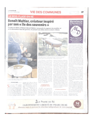 Article de presse dans le journal du phare de ré