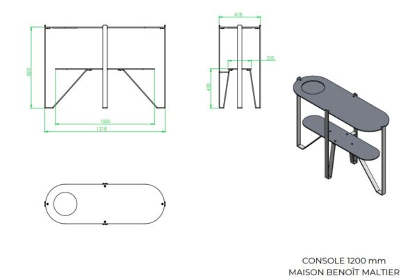Caractéristiques techniques console 1200 mm