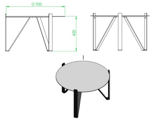 Table basse diamètre 700 mm : Fiche technique