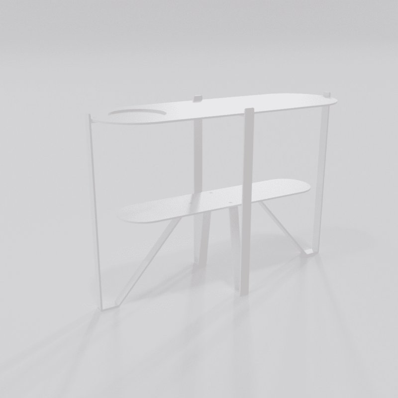 Console blanche vue de biais de dimension 1200 mm