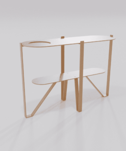 Console design beige brun vue de biais droite, dimension 1200 mm