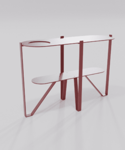 Petite console rouge design en métal idéale dans votre entrée ou votre salon
