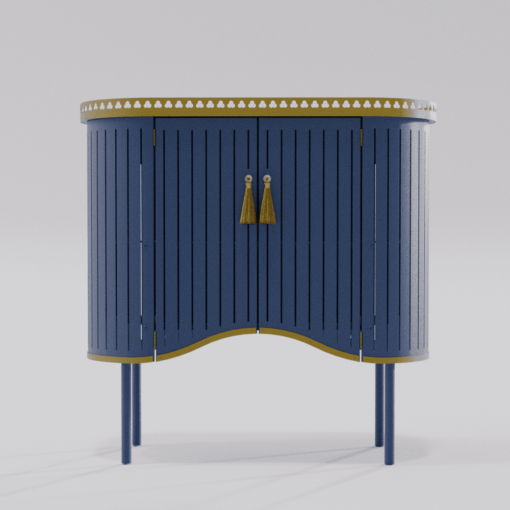 Buffet bleu saphir design avec pompon