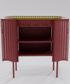 Buffet design, meuble couleur rouge marron de maison benoit maltier