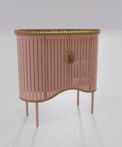 Buffet rose avec finition dorée et pompon, collection Louis Truc