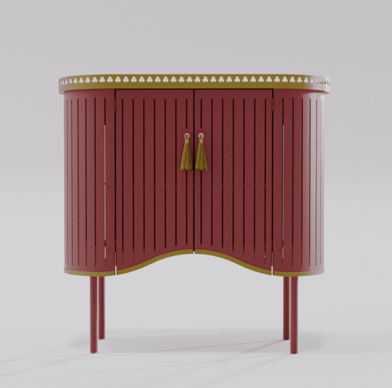 Buffet rouge design de maison benoit maltier