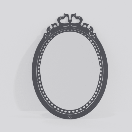 Miroir noir vue de face, inspiré des miroirs d'autrefois