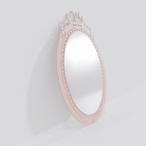 Miroir rose Louis vue de droite, un miroir inspiré des miroirs d'autrefois