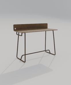 Bureau design avec plateau en bois et structure noire