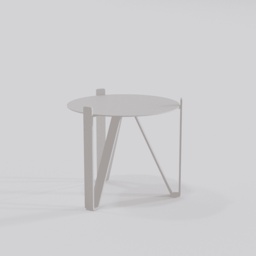 Table basse ronde grise design de diamètre 500 mm vue de biais 2