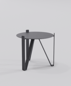Table basse noire design ronde de diamètre 500 mm, vue de biais 2