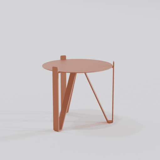 Table basse ronde terracotta design diamètre 500 mm vue de biais 2
