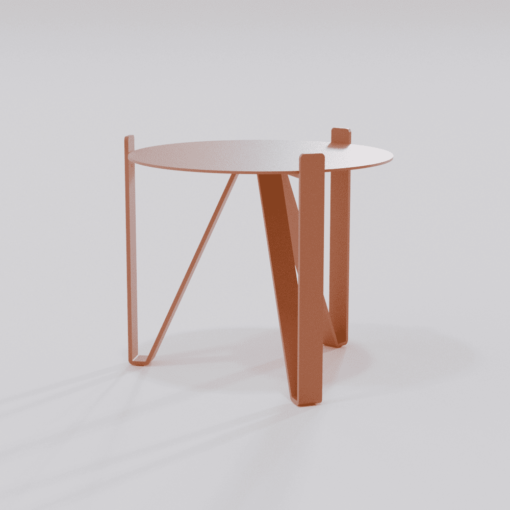 Table basse ronde terracotta design diamètre 500 mm vue de biais