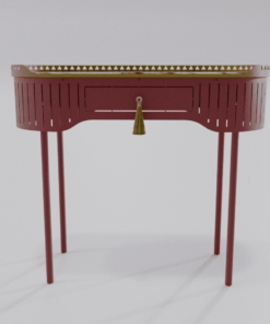 Bureau console rouge marron de la collection Louis Truc vue de face
