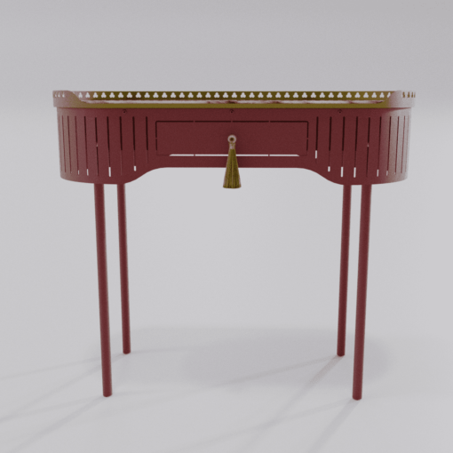 Bureau console rouge marron de la collection Louis Truc vue de face