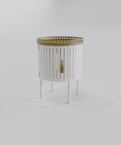 Chevet moderne blanc vue de droite, collection Louis Truc