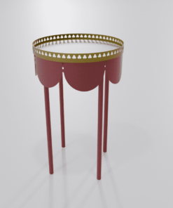 Guéridon moderne rouge marron de la collection Louis Truc avec plateau marbre