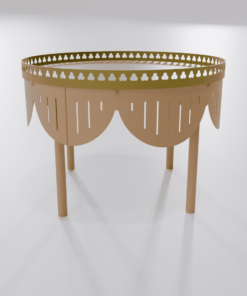 Table basse ronde design beige brun avec finition dorée diamètre 600 mm de la collection Louis Truc vue 2