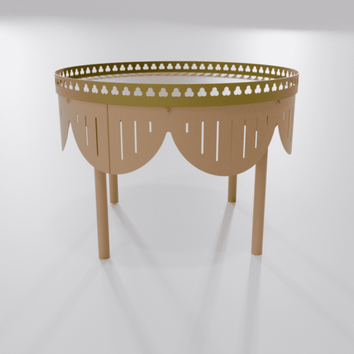 Table basse ronde design beige brun avec finition dorée diamètre 600 mm de la collection Louis Truc vue 2