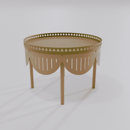 Table basse ronde design beige brun avec finition dorée diamètre 600 mm de la collection Louis Truc