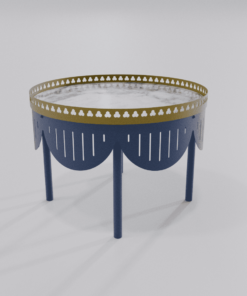 Table basse ronde bleu saphir de la collection Louis Truc