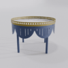 Table basse ronde bleu saphir avec finition dorée de la collection Louis Truc