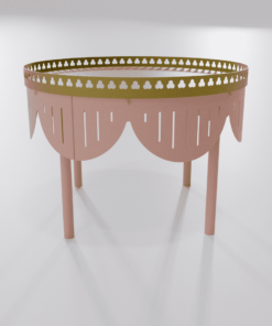 Table basse rose de la collection Louis Truc, diamètre 600 mm