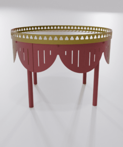 Table basse ronde rouge marron de la collection Louis Truc vue 1