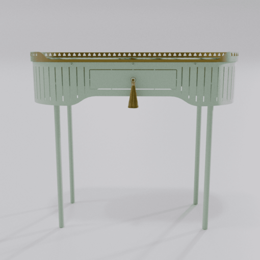 Bureau console vert pastel de la collection Louis Truc vue de face