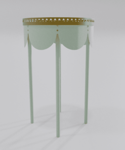 Guéridon vert pastel de la collection Louis Truc vue de profil